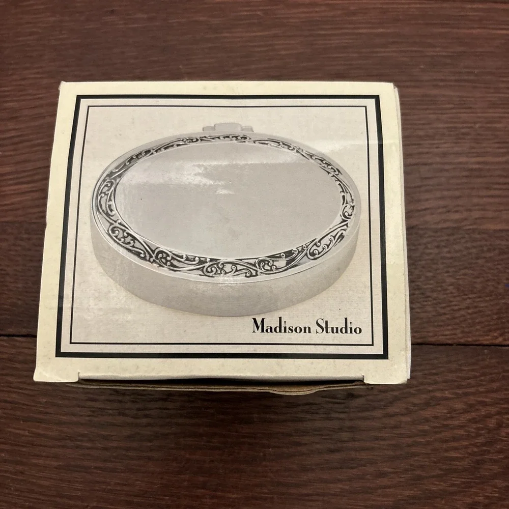 Madison Studio Silver Plated Engraveable Oval Shaped Trinket Jewelry Box